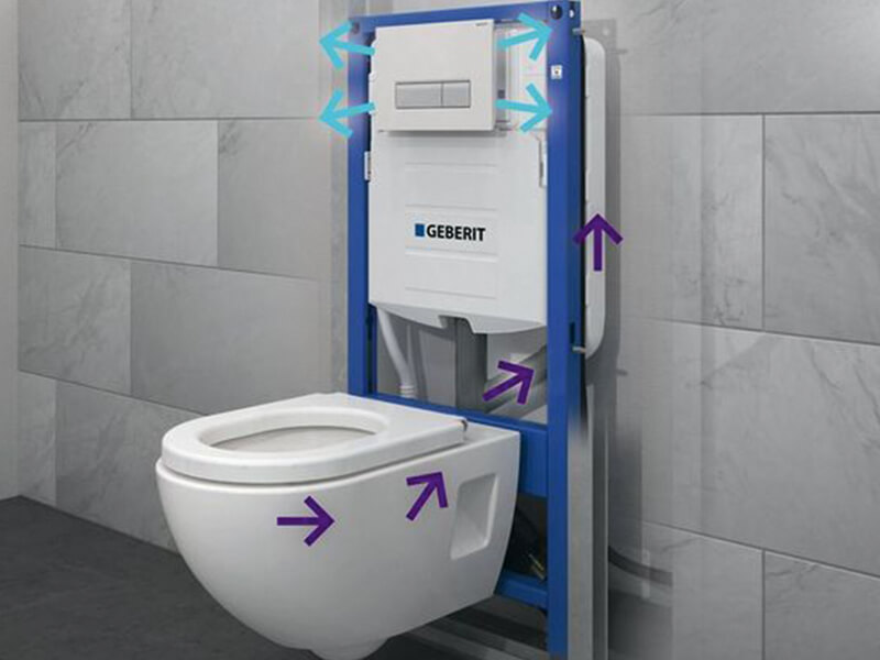 Le bâti support permet d'installer un wc suspendu