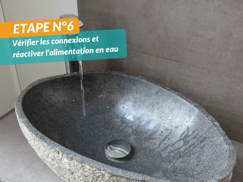 Vérifier les connexions et réactiver l'alimentation en eau lors de l'installation de votre robinet